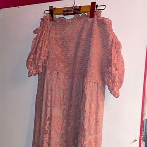 SHEIN Strapless Pink Lace Dress